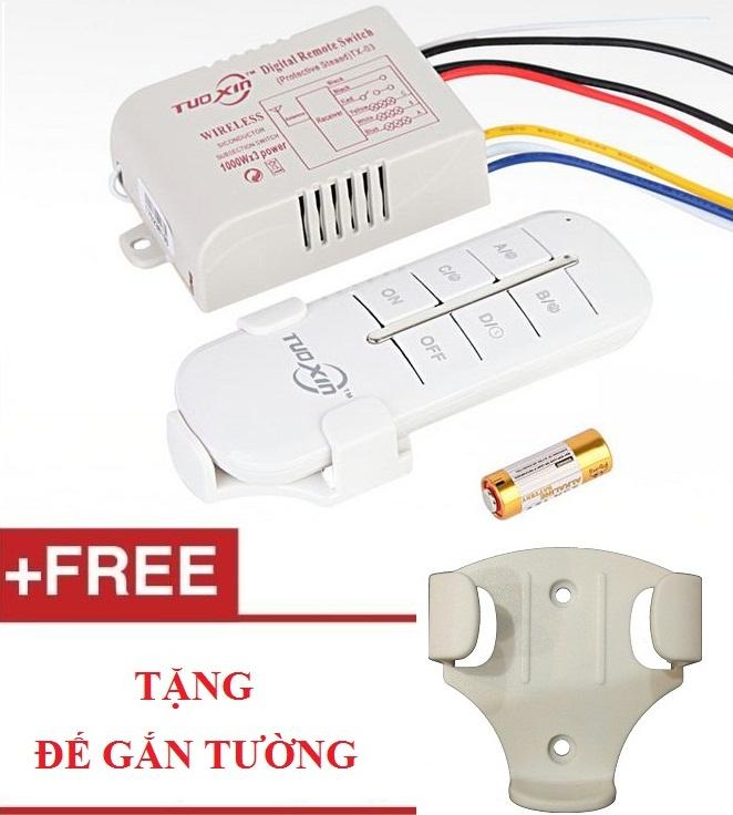 Bộ điều khiển từ xa xuyên tường bật tắt thiết bị điện RF 3 cổng TOUXIN + tặng đế treo điều khiển