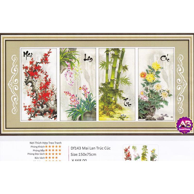 Tranh đính đá tứ quý df143- kt: 155x75 cm