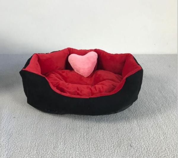 nệm giường ổ nằm cho chó mèo bông cao cấp 40x50x15 ( màu trong đỏ ngoài đen )