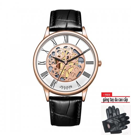 Đồng hồ nam ja-1047c julius hàn quốc dây da + bao tay da