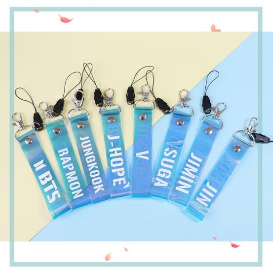 Name tag strap BTS Hologram xanh dương