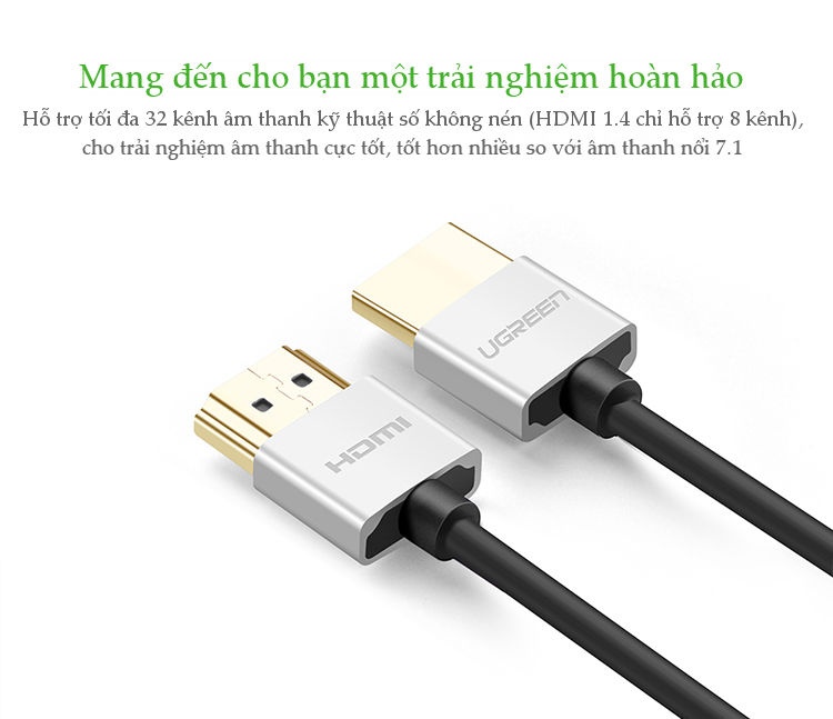Dây HDMI 2.0 thuần đồng hỗ trợ 18Gbps, đầu hợp kim, 3M UGREEN HD117 Dây HDMI 2.0 thuần đồng hỗ trợ 18Gbps, đầu hợp kim, 3M UGREEN HD117