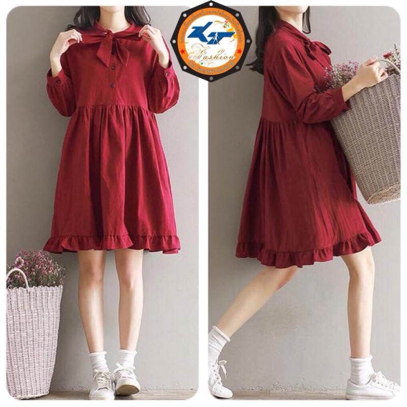 Nơi bán ĐẦM BABYDOLL CỔ NƠ ĐỎ ĐÔ
