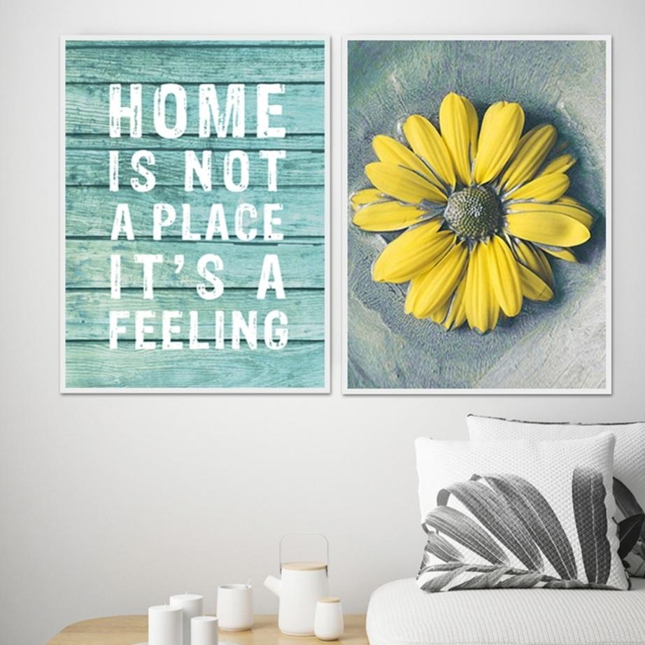Tranh canvas hoa cúc vàng và chữ 40x60