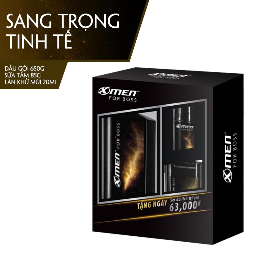 Bộ Quà Tặng Du Lịch Dầu Gội X-Men For Boss Luxury 650G + Set Du Lịch 1 Sữa tắm 85g và 1 Lăn khử mùi 20ml