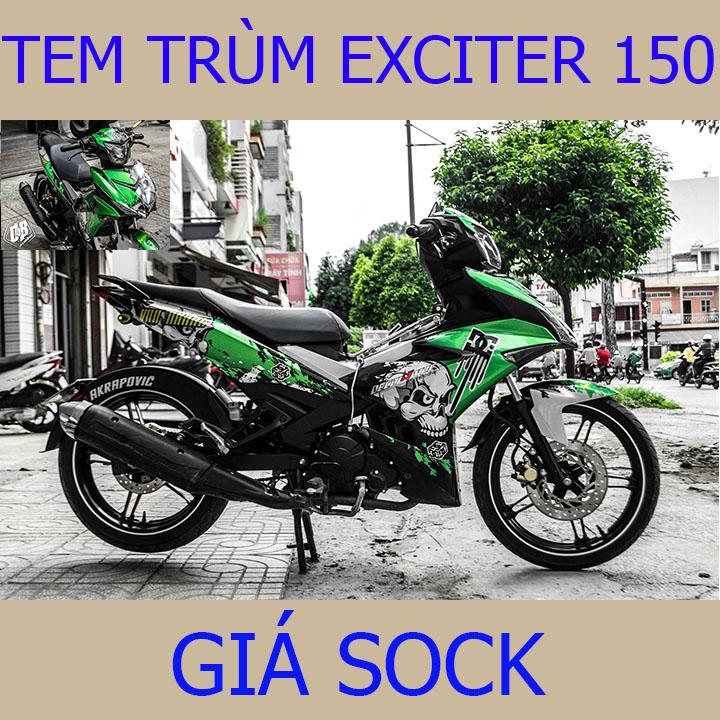 Tem Trùm Exciter 150 Xanh Xám Đầu Lâu