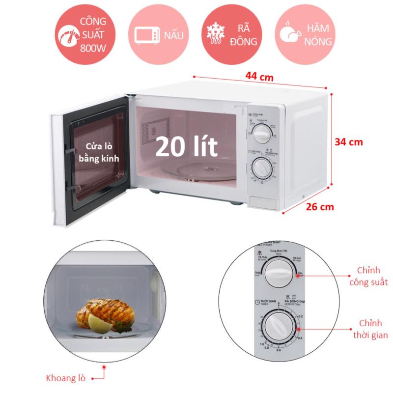 Lò vi sóng Sharp R-201VN-W (điều khiển cơ, 20 lít, 800W)