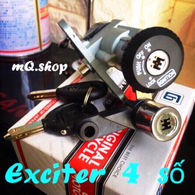Bộ ổ khoá xe máy Exciter 4 số (Khoá Điện + Yên 6 cạnh)