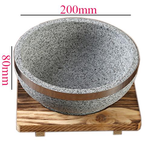 Thố đá Hàn Quốc 20cm có vành inox làm cơm trộn-nấu phở-tiềm