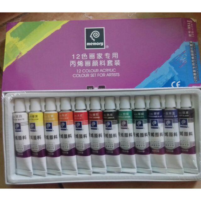 Màu vẽ MÀU ACRYLIC MEMORY Loại 12 màu Lazadamall