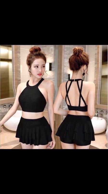 Nơi bán Bikini yếm váy tầng đen