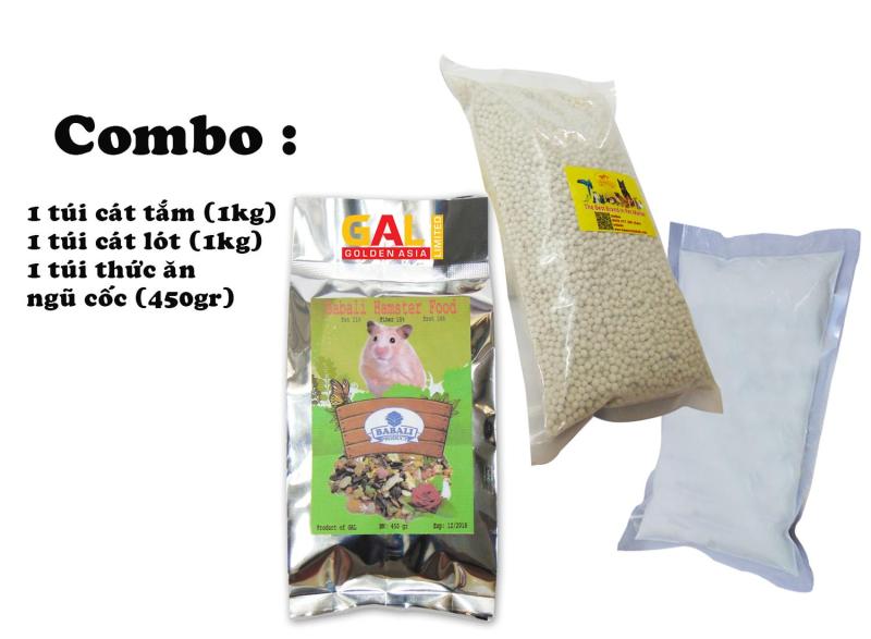 Combo Bộ sản phẩm thức ăn, cát lót, cát tắm dành cho chuột Hamster Galvietnam