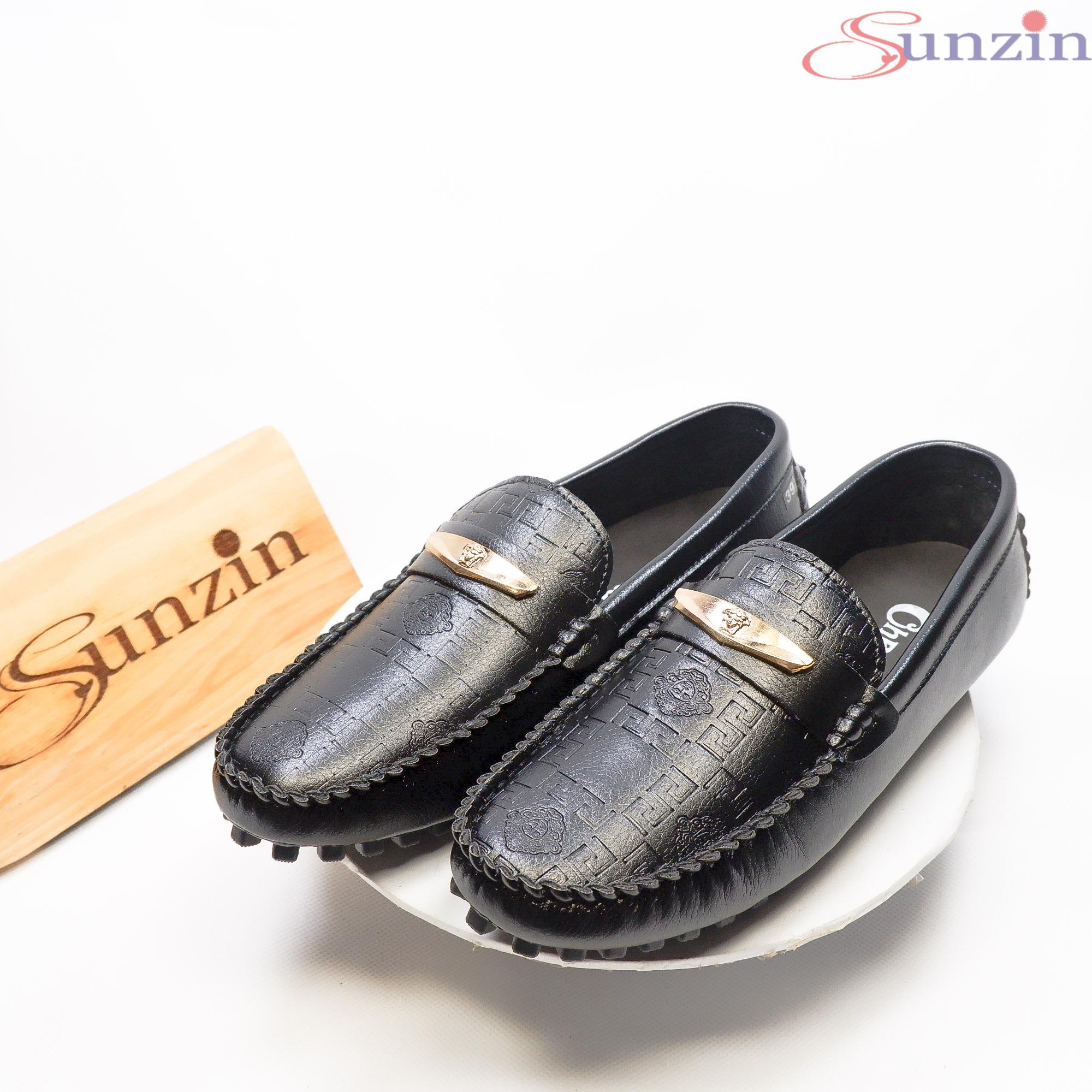 Sunzin.HCM Free từ 99k-Giày DA THỜI TRANG NAM  VL175 - Kiểu Giày lười Giày mọi - chất liệu da cán mờ 2 màu Trắng & đen / giày nam / giày da na-SZ10357