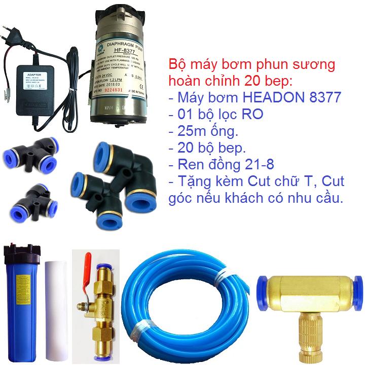 Bộ máy phun sương 20 béc dùng máy bơm  HEADON HF 8377 xuất xứ Đài Loan