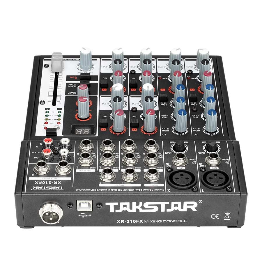Mixer thu âm usb 10 cổng có effect takstar xr-210fx