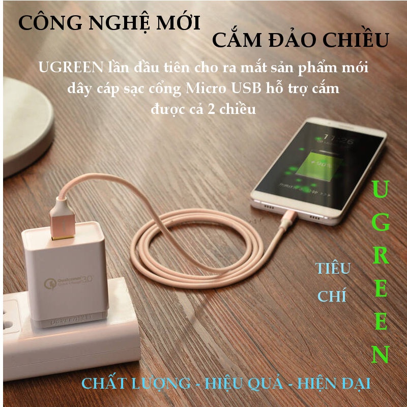 Cáp sạc Micro USB (công nghệ mới, cắm được cả 2 chiều) sang USB 2.0 dài 0.5-1m UGREEN US223 Cáp sạc Micro USB (công nghệ mới, cắm được cả 2 chiều) sang USB 2.0 dài 0.5-1m UGREEN US223