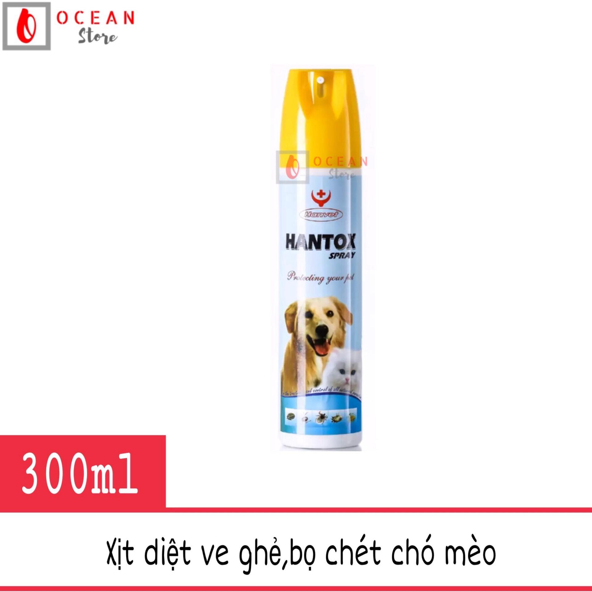 Thuốc xịt ve, bọ chét chó mèo diệt ve, ghẻ, bọ chét chó, mèo nhanh chóng -  Hantox Spray 300ml