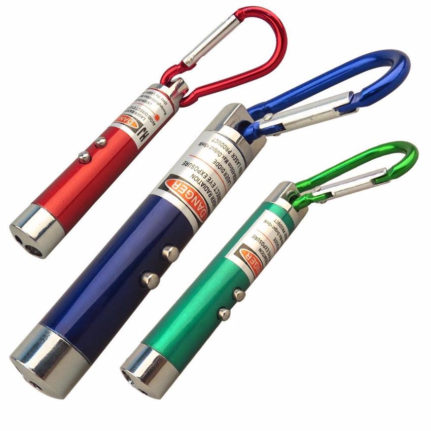 Đèn pin móc khóa 3 chức năng Led Lazer