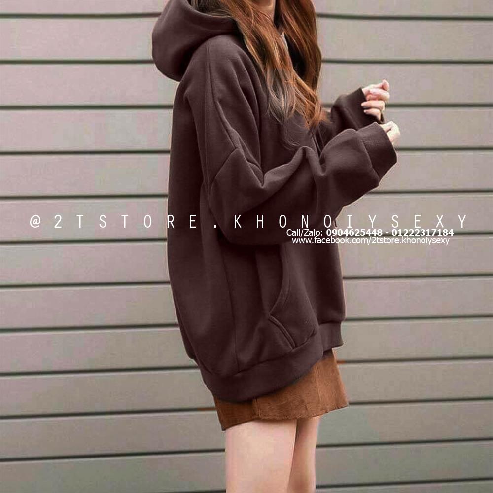 2T STORE ÁO KHOÁC HOODIE NỈ CÓ NÓN TRƠN MÀU nâu 2TAKN08001-1.jpg