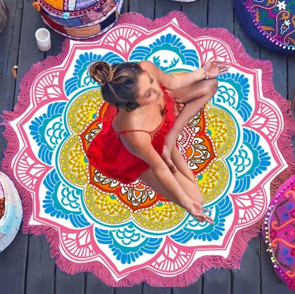 Khăn Tắm Khăn đi biển đa năng 100% Cotton mịn màng Khăn Yoga thiền trang trí họa tiết Mandala
