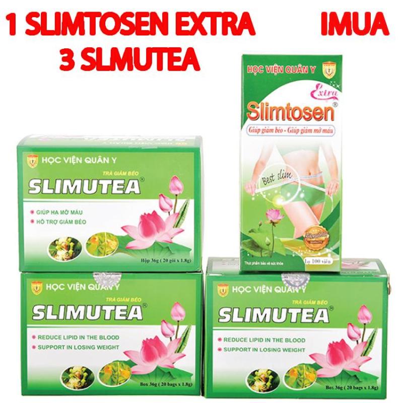 Liệu trình giảm cân an toàn 1 Slimtosen Extra +3 Trà Slimutea Học viện quân y nhập khẩu