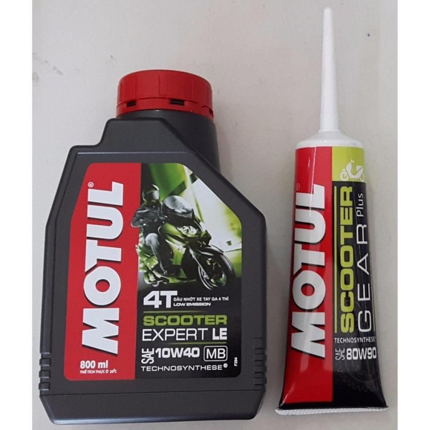 Nhớt  Motul Scooter Expert LE 10W40 - 800ml + Tặng nhớt hộp số Motul Gear Plus 80W90 - 120ml - Dành cho mọi xe tay ga.