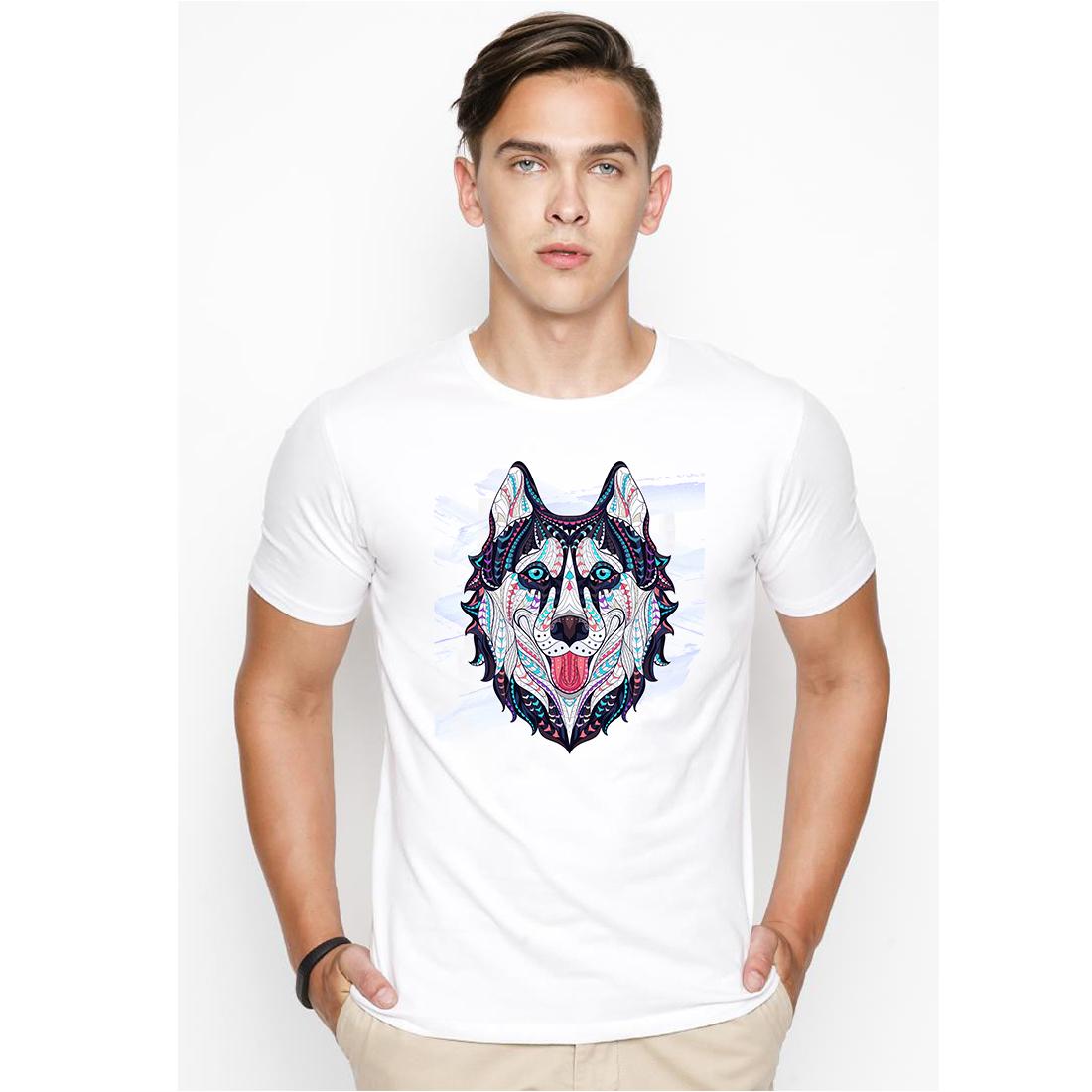 [Hoàn Tiền 15%] Áo thun nam in hình chó husky dễ thương