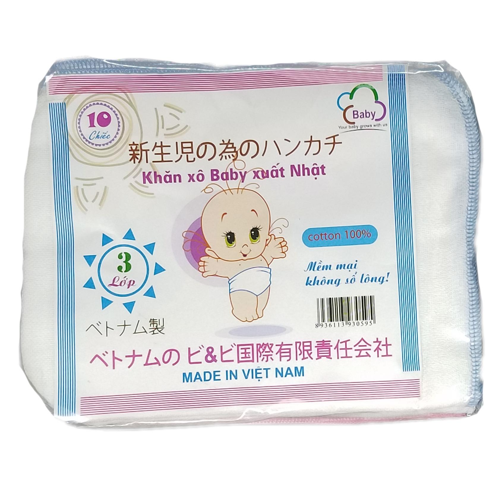Khăn sữa trẻ em xuất Nhật 3 lớp Cotton 10 chiếc