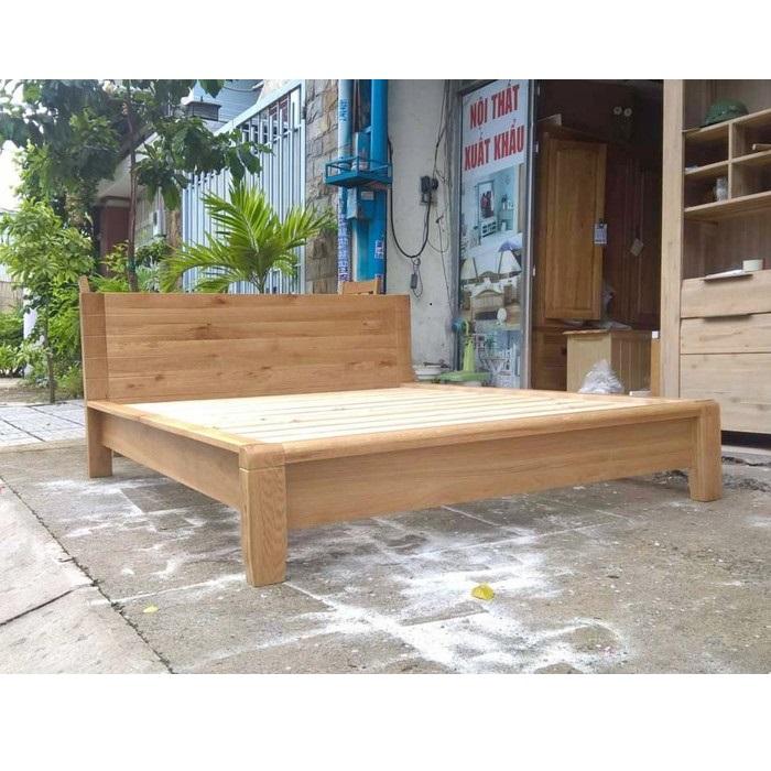 Giường ngủ gỗ Sồi Mỹ kiểu Nhật rộng 1m8