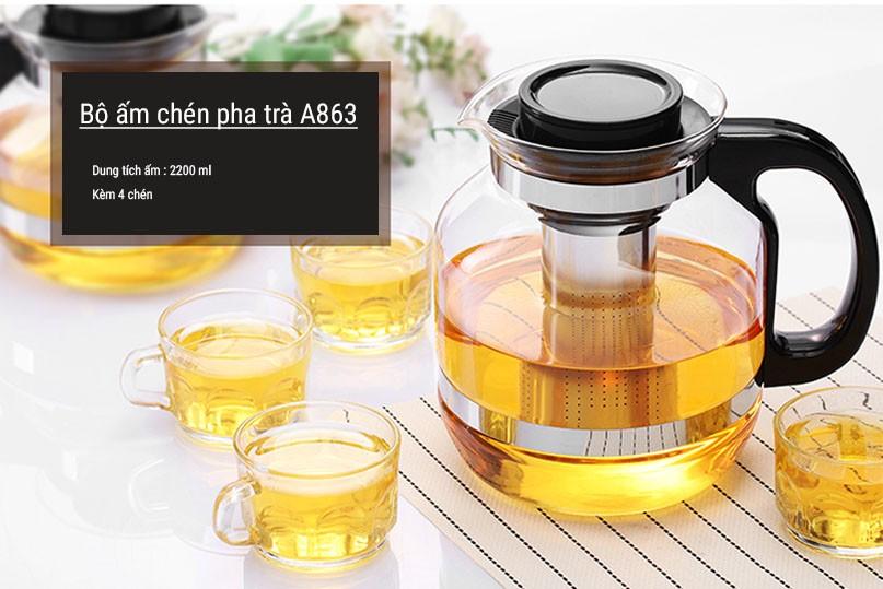 Bộ ấm chén pha trà,cafe - Tặng kèm 4 chén