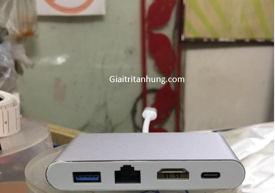 Cổng chuyển typc-c hub type c 4in1 ra hdmi ethernet usb 3.1 và type c port