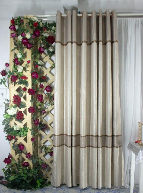 Rèm cửa chính may sẵn - 190x270 cm hoàng yên - chống nắng trơn khoen lỗ cao cấp r1-15