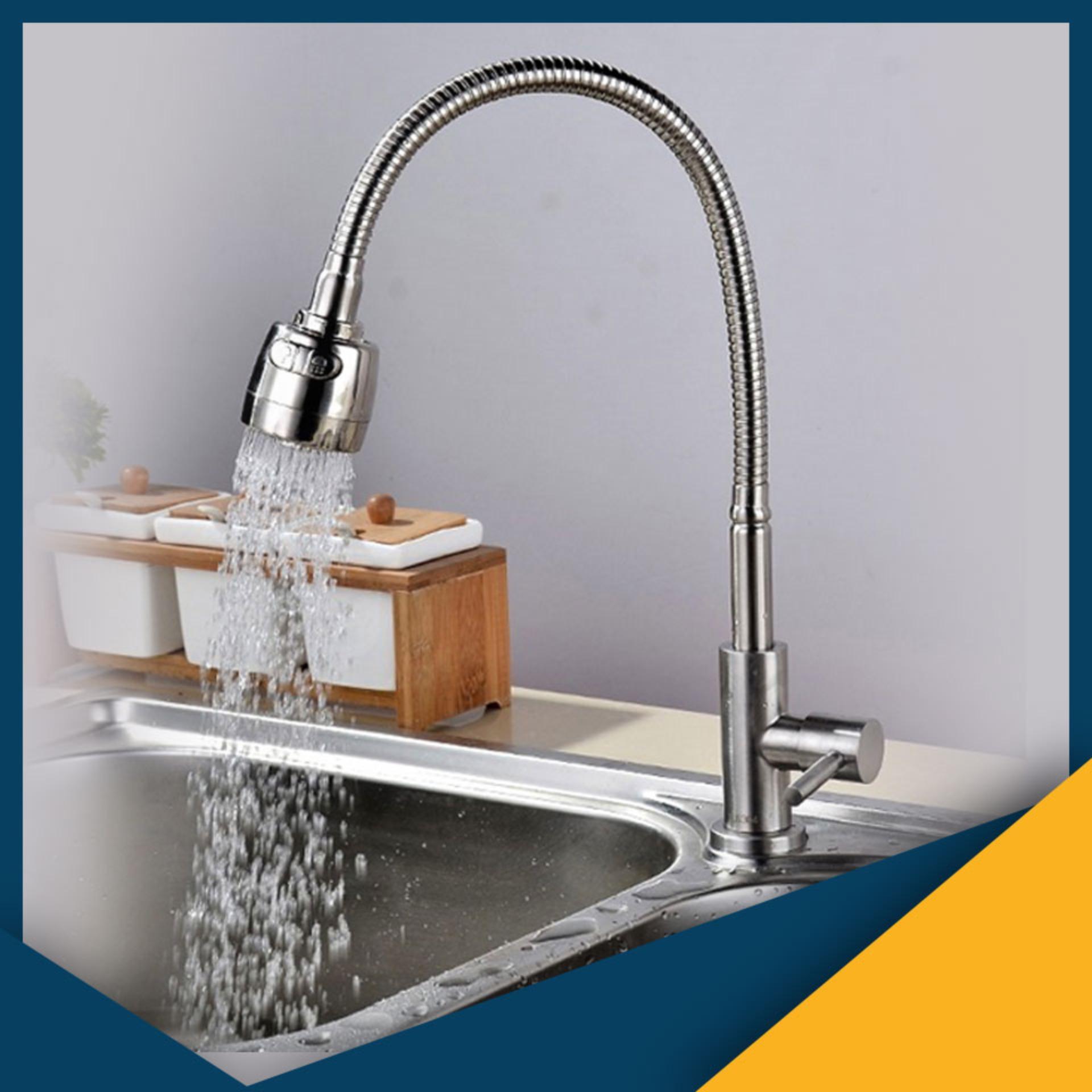Vòi rửa chén lạnh Inox SUS 304, cần lò xo 6002