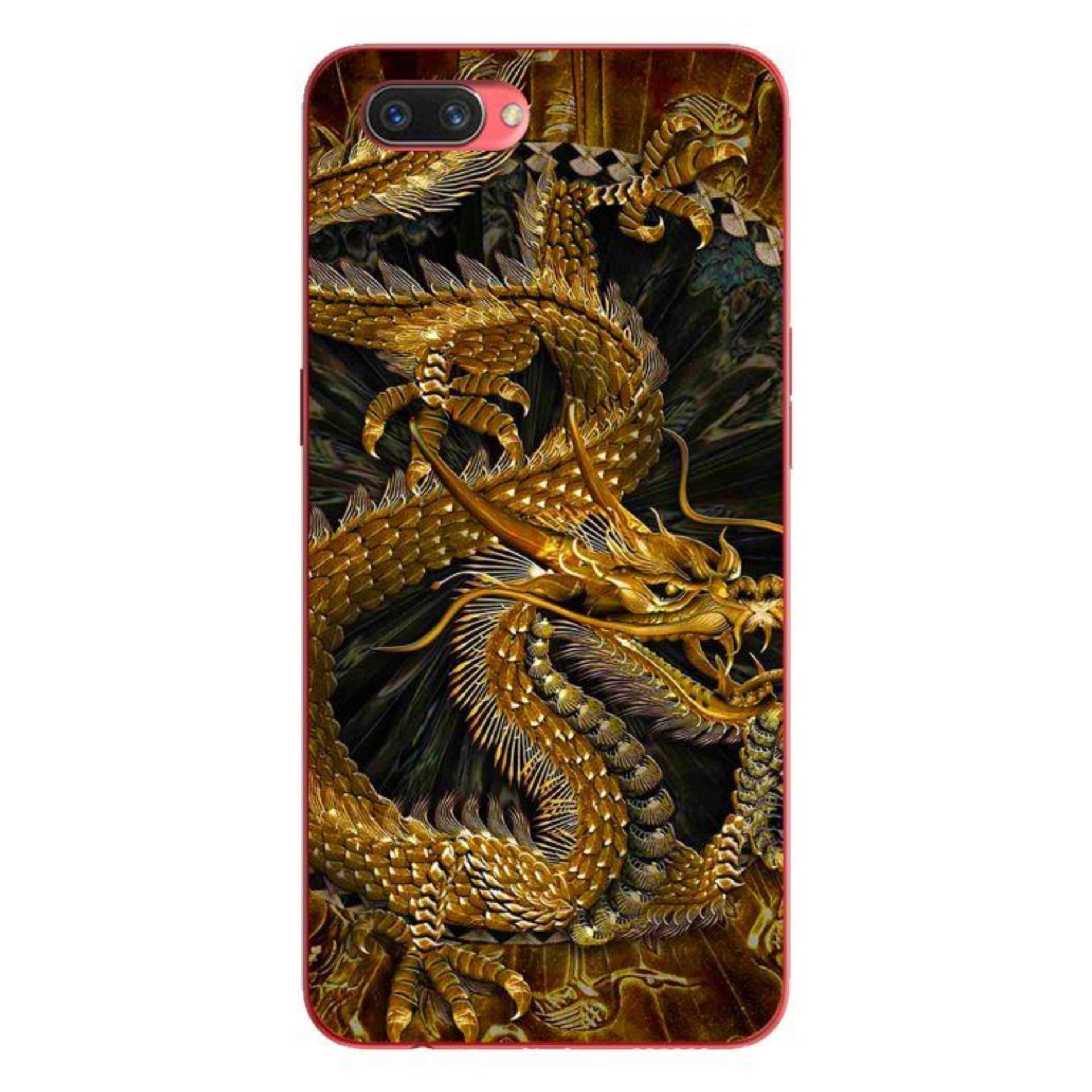 Ốp lưng oppo a3s - realme c1 - rồng nền đen