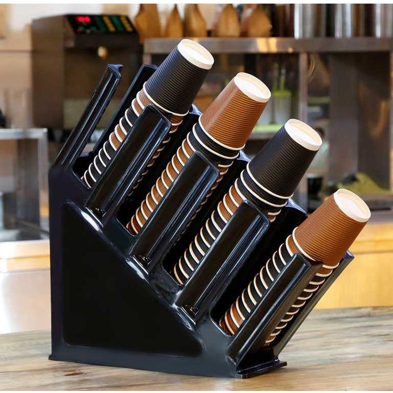 KỆ ĐỰNG CỐC TRÀ SỮA Takeway - Nhựa Mica ABS cao cấp - Màu đen - nhiều ngăn chứa - tiện sử dụng trong nhà bếp