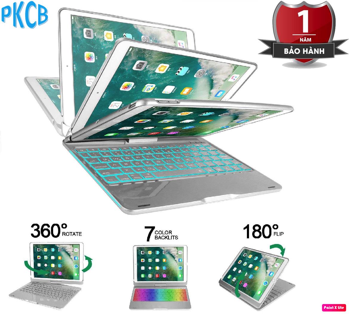 Bàn phím bluetooth kiêm ốp lưng F360 cho iPad Pro 10.5 inch xoay 360 độ hỗ trợ đèn LED 7 màu - PKCB