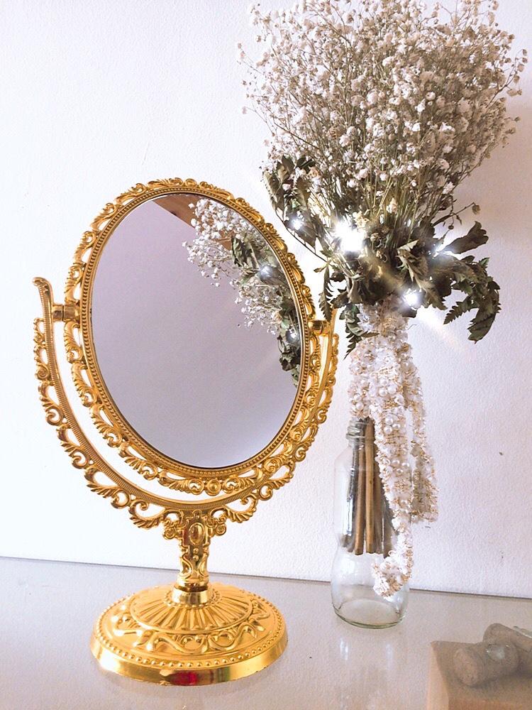 Gương trang điểm Công chúa để bàn, phong cách Châu Âu - Gương trang điểm 2 mặt, xoay 360 độ