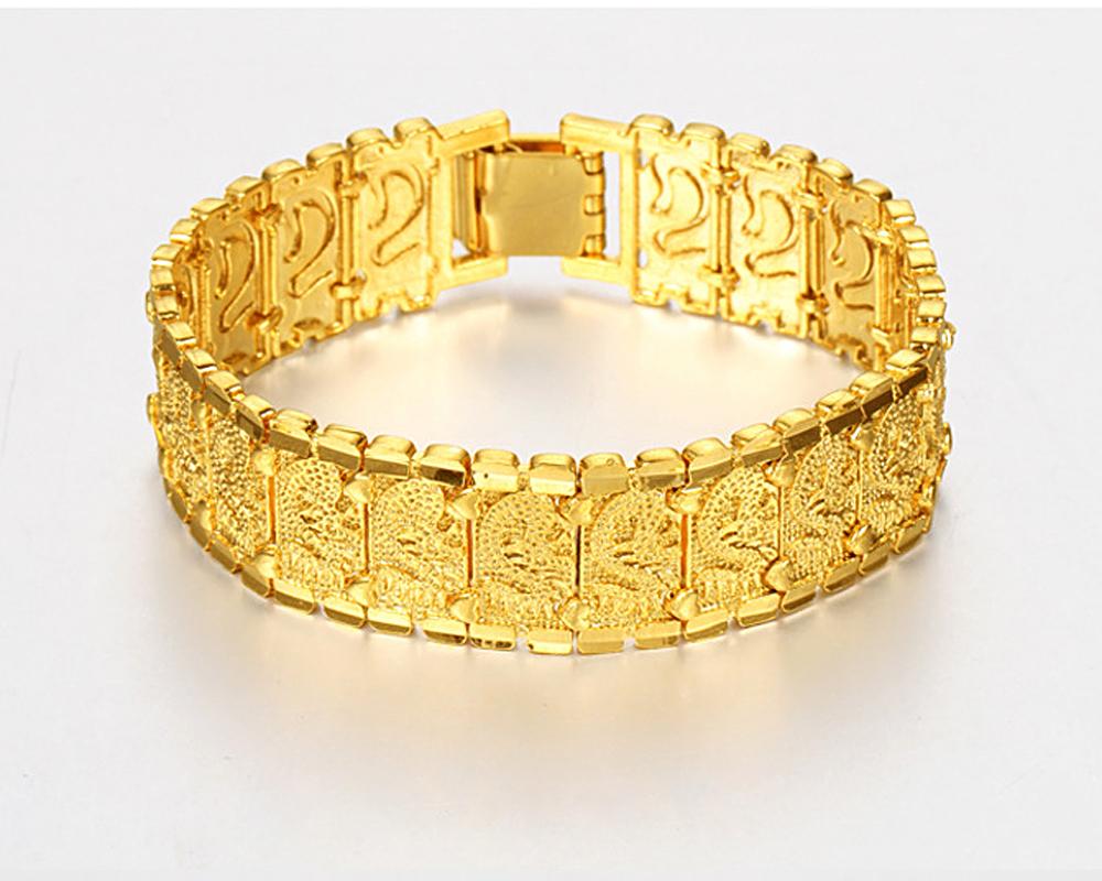 Lắc tay nam thời trang mạ 24k đúc trái tim rồng nổi vàng ánh kim N85