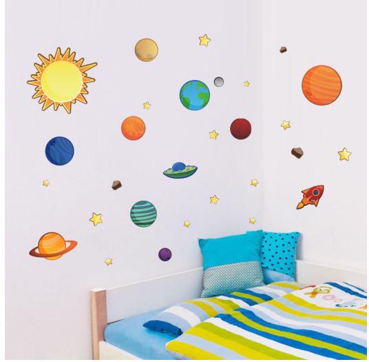 Decal dán tường Hệ mặt trời decal hành tinh - ZY1313