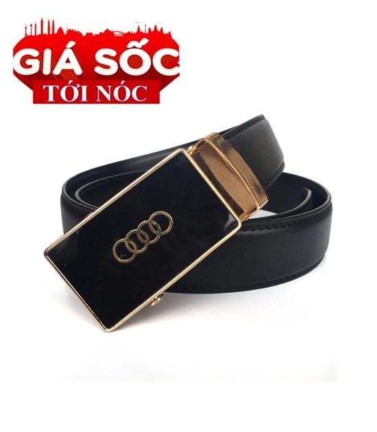 Dây thắt lưng,Dây nịt nam logo nổi tiếng - giao hình ngẫu niên  logo audi chìm( mầu nâu)