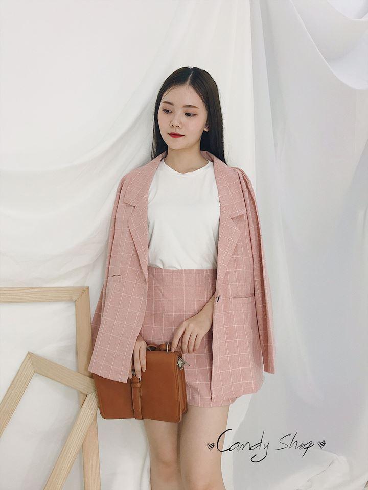 Set Vest caro công sở sang trọng lịch sự