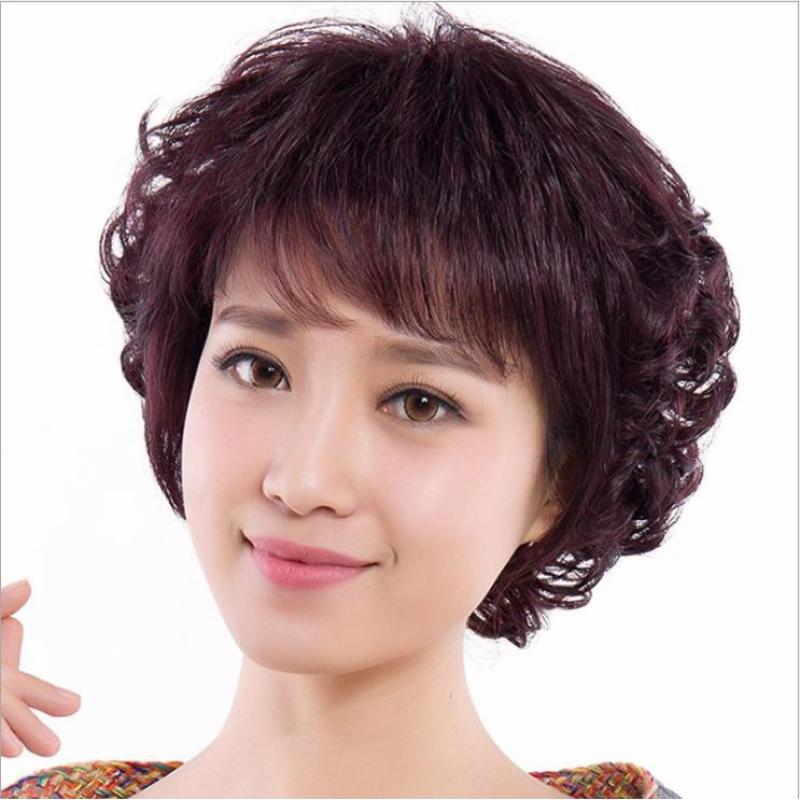 [TẶNG KÈM LƯỚI] Tóc giả nữ trung niên nguyên đầu sợi tơ Hàn Quốc - TG48 ( NÂU TỐI ) giá rẻ