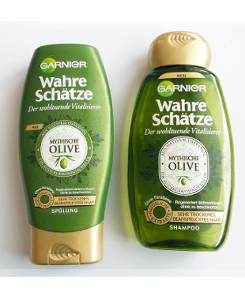 Bộ gội xả Garnier Wahre Schatze Mythische Olive cho tóc hư tổn