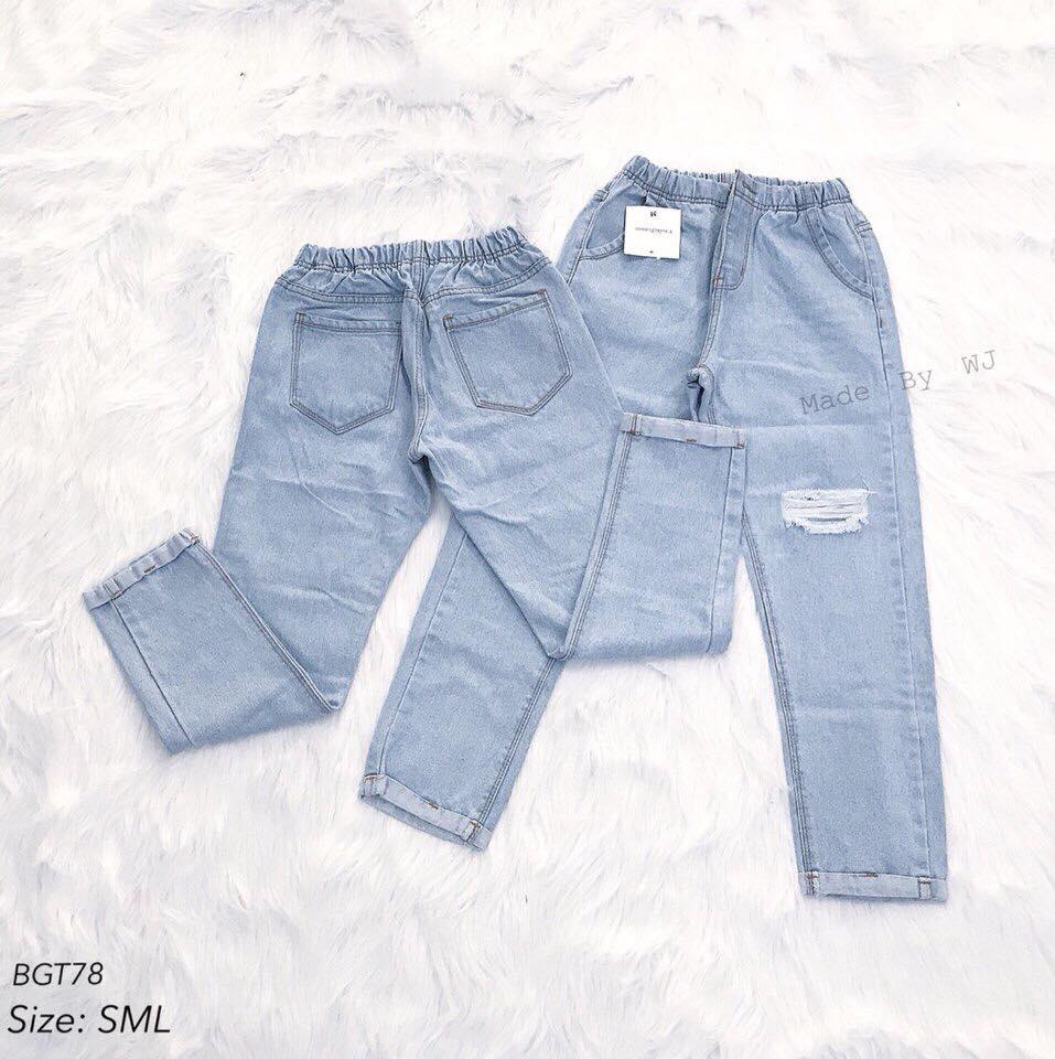 Quần baggy jean lưng thun rách bg 008 - xưởng may áo khoác