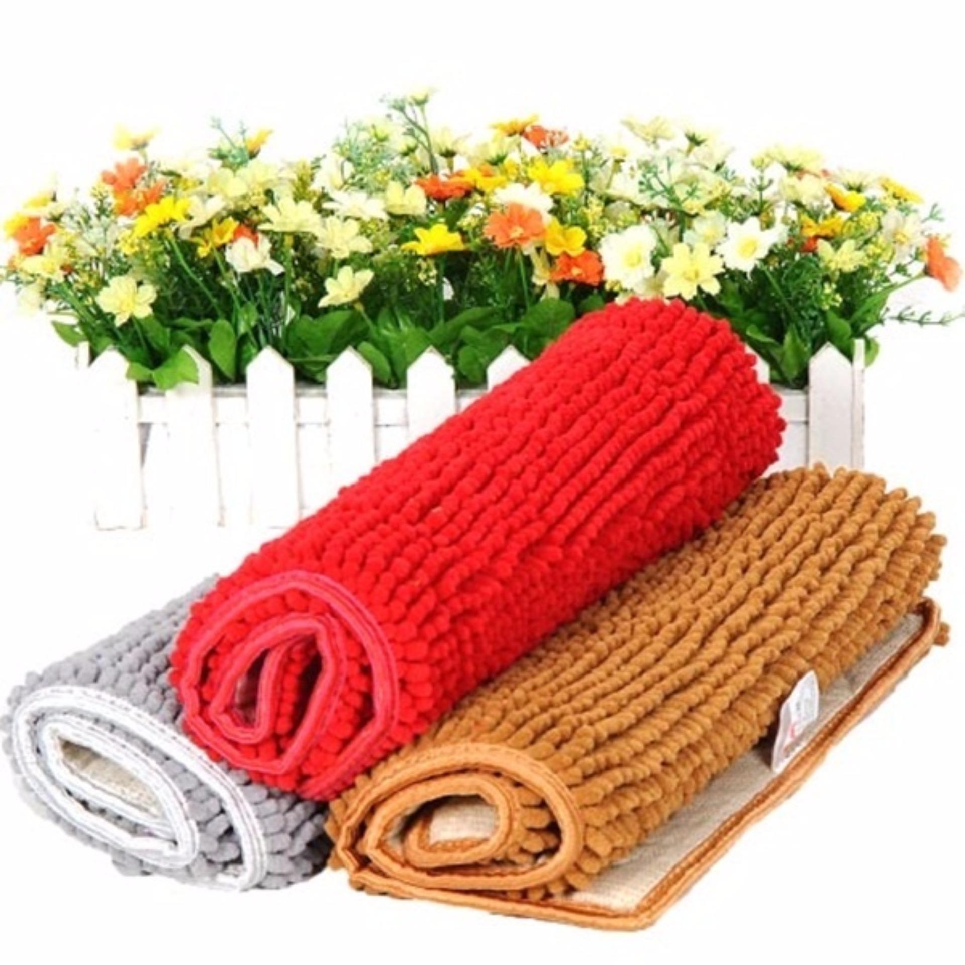 Bộ 04 thảm lau chân san hô Thái Lan siêu thấm chống trượt 32x47cm -  Lót Sàn Chống Trượt, Chống Thấm Dầu Đồ Gia Dụng Loại Dài Hút Nước Lót Chân Phòng Ngủ Giường, Thảm Trải Sàn Đệm Phòng Tắm Đệm Cửa ( Giao màu ngẫu nhiên)