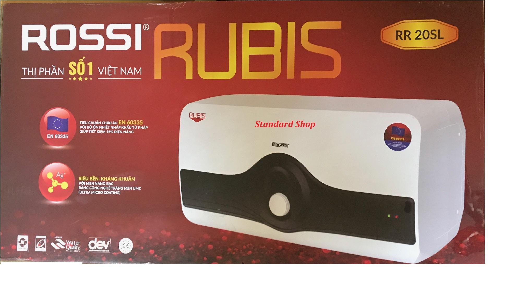 Bình nước nóng chống giật Rossi Rubis 20L ngang RR20SL