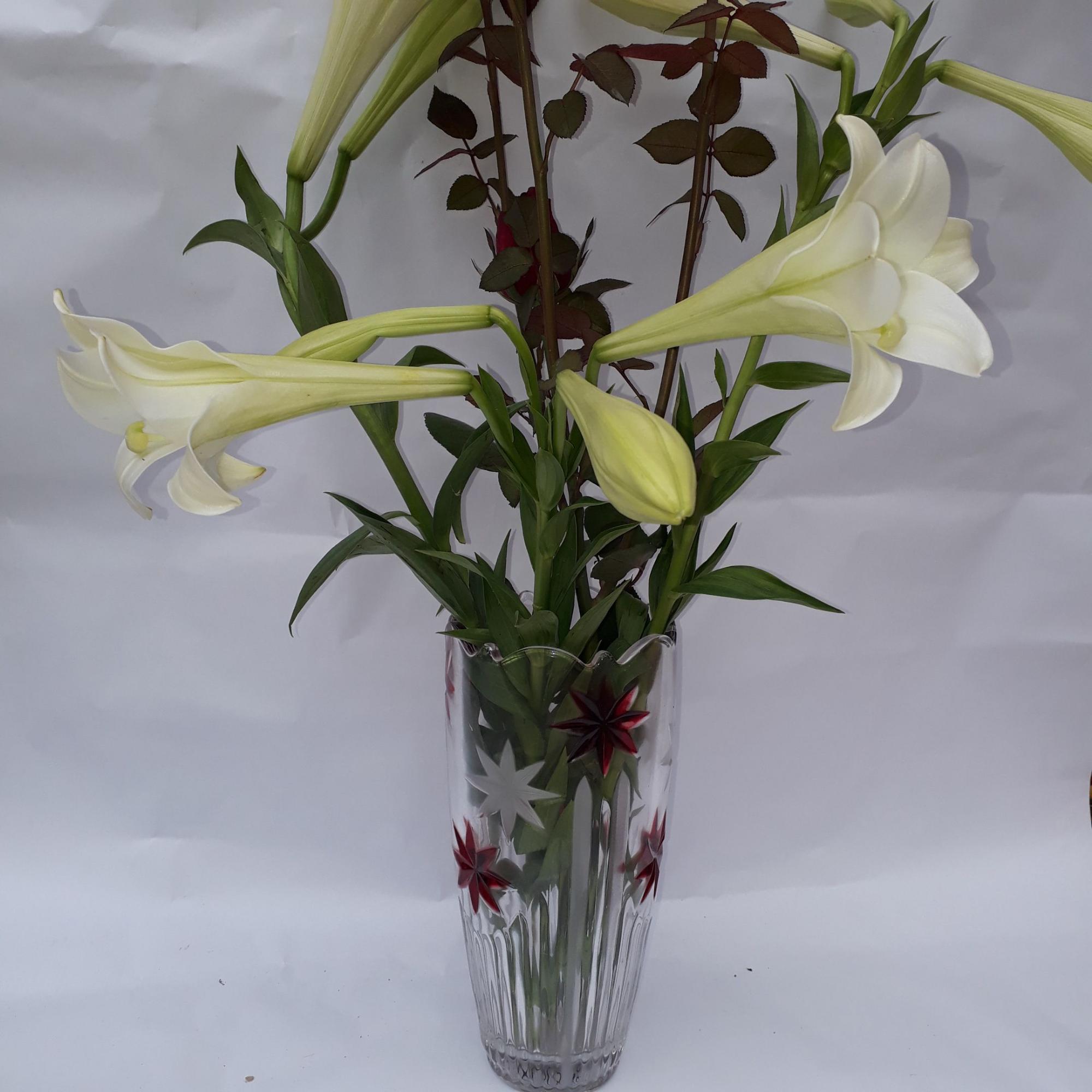 Lọ hoa thủy tinh cao cấp, bầu, 22 cm