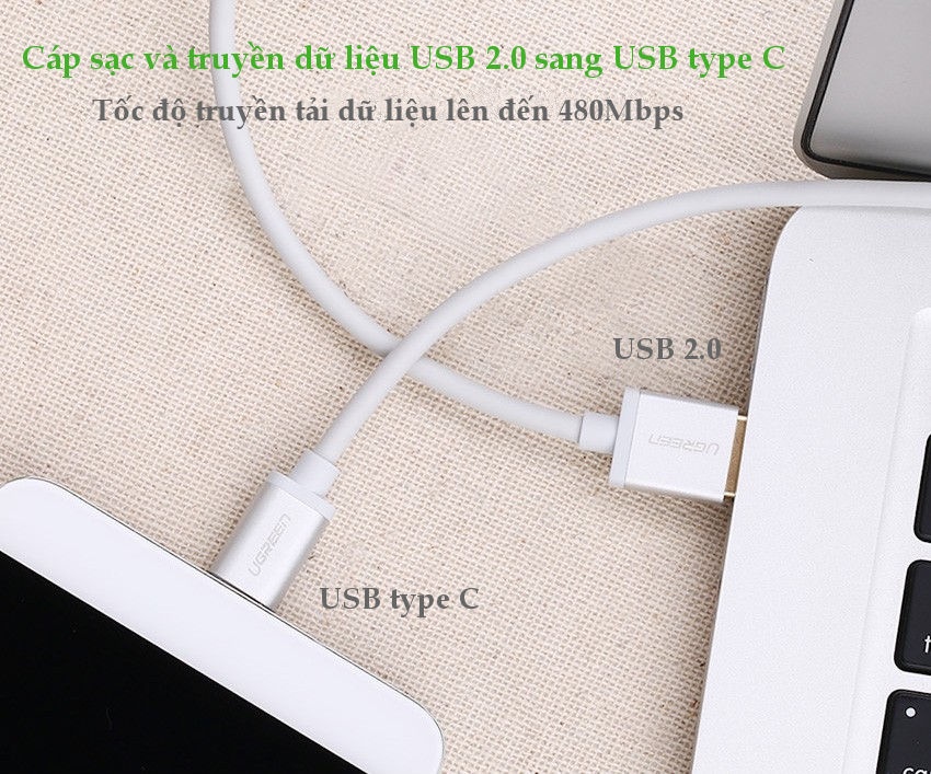 Dây cáp chuyển đổi USB 2.0 sang USB Type C, dài từ 0.25-2M UGREEN US188 Dây cáp chuyển đổi USB 2.0 sang USB Type C, dài từ 0.25-2M UGREEN US188