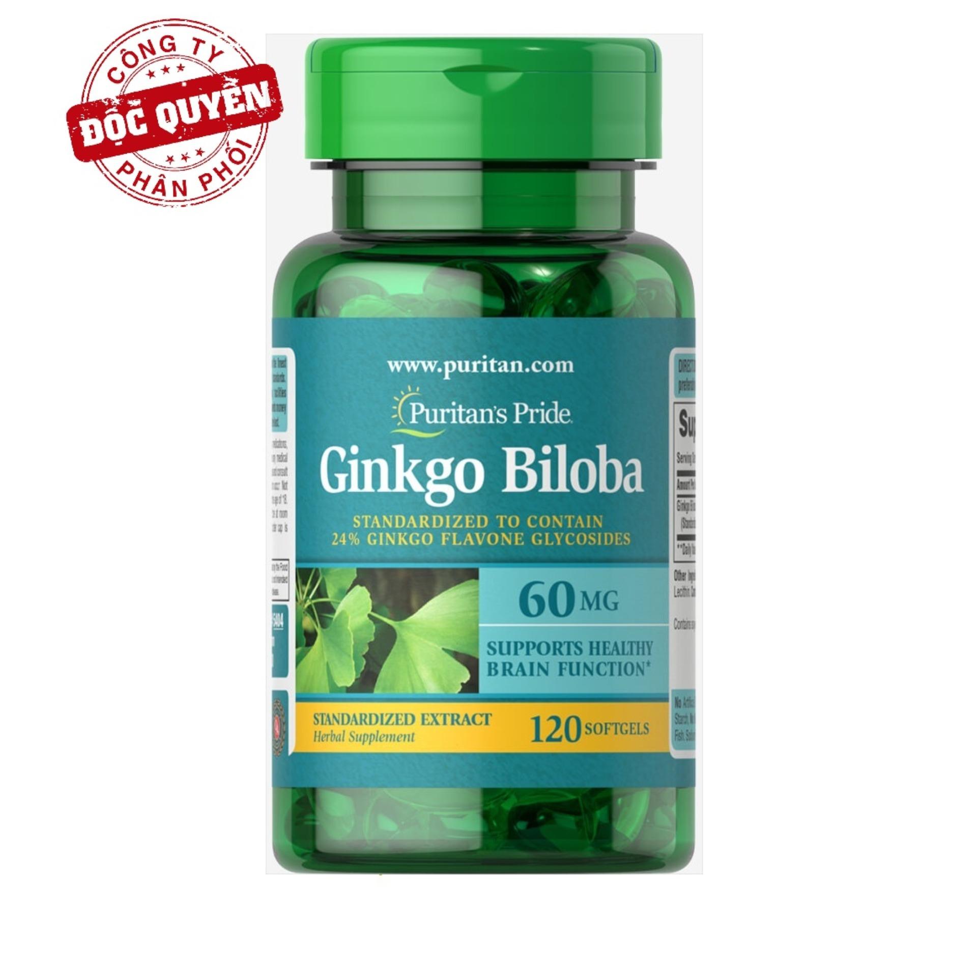 Viên uống tăng cường tuần hoàn não Puritan's Pride Ginkgo Biloba 60mg 120 viên Gingko Biloba