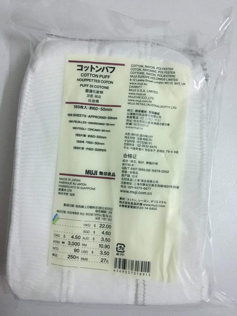 Bông tẩy trang muji cotton puff nội địa nhật bản